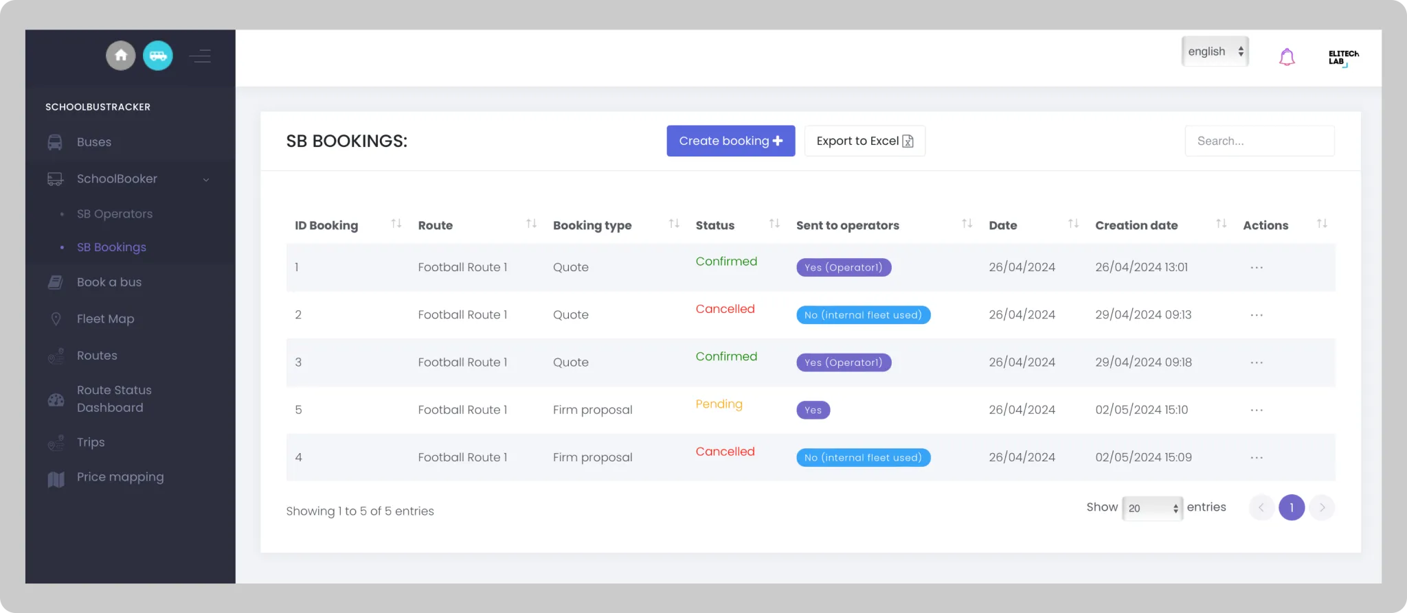 SchoolBooker dashboard